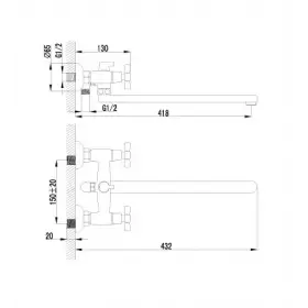 Смеситель для ванны Lemark LM2512C SEDAL