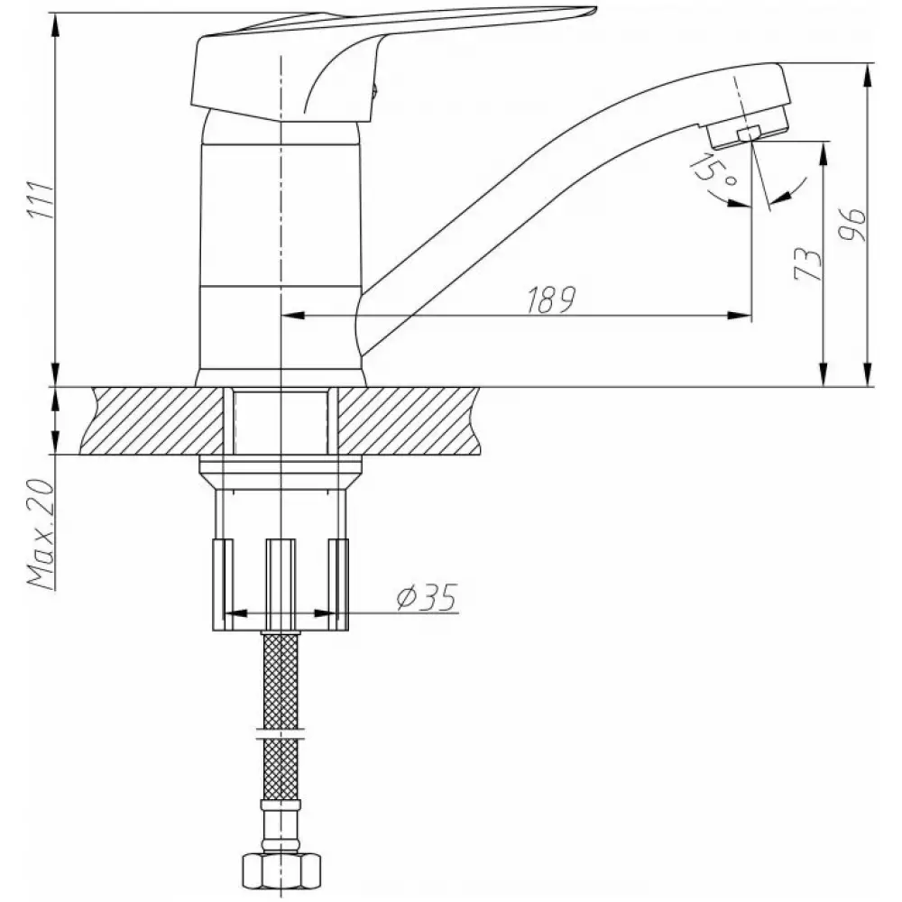Смеситель для кухни Haiba HB4504-2, хром