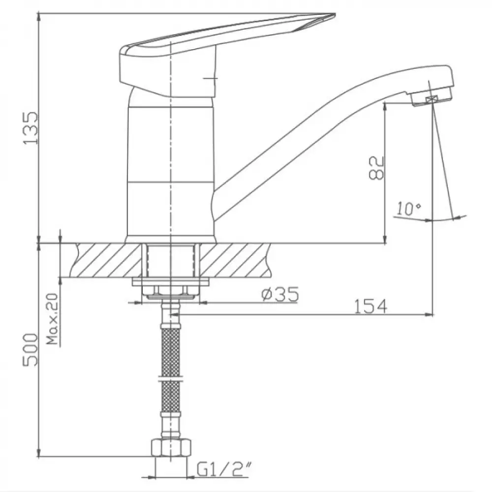 Смеситель для раковины Haiba HB4507-2, хром