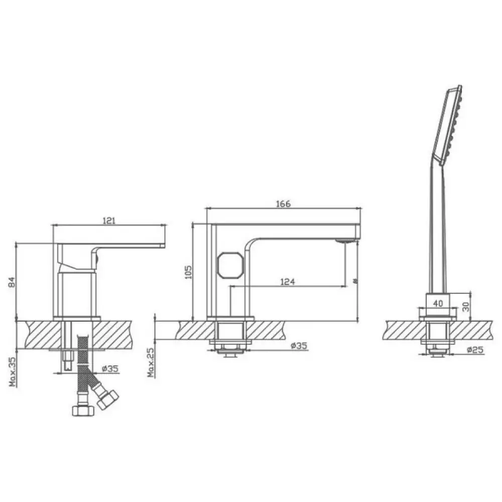 Смеситель на борт ванны Haiba HB80615