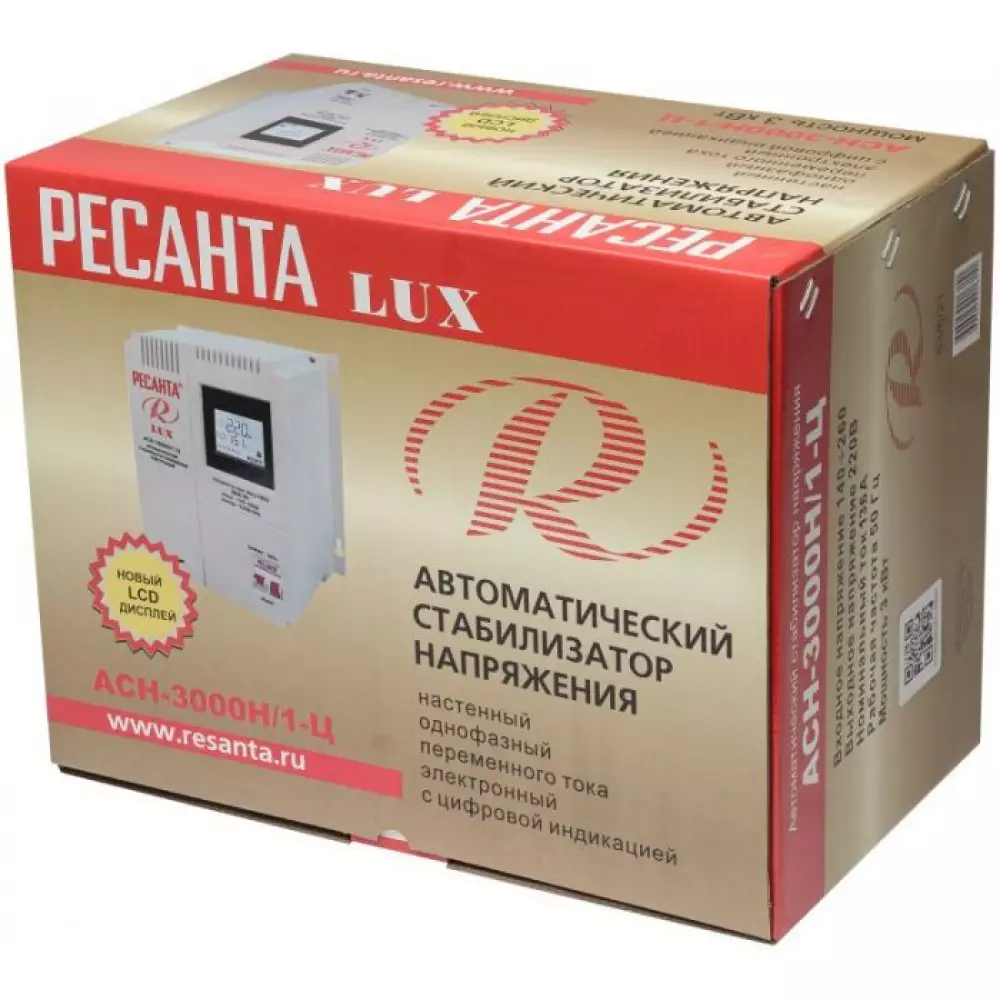 Стабилизатор напряжения Ресанта 3кВт (140-260В) АСН-3000Н/1-Ц LUX