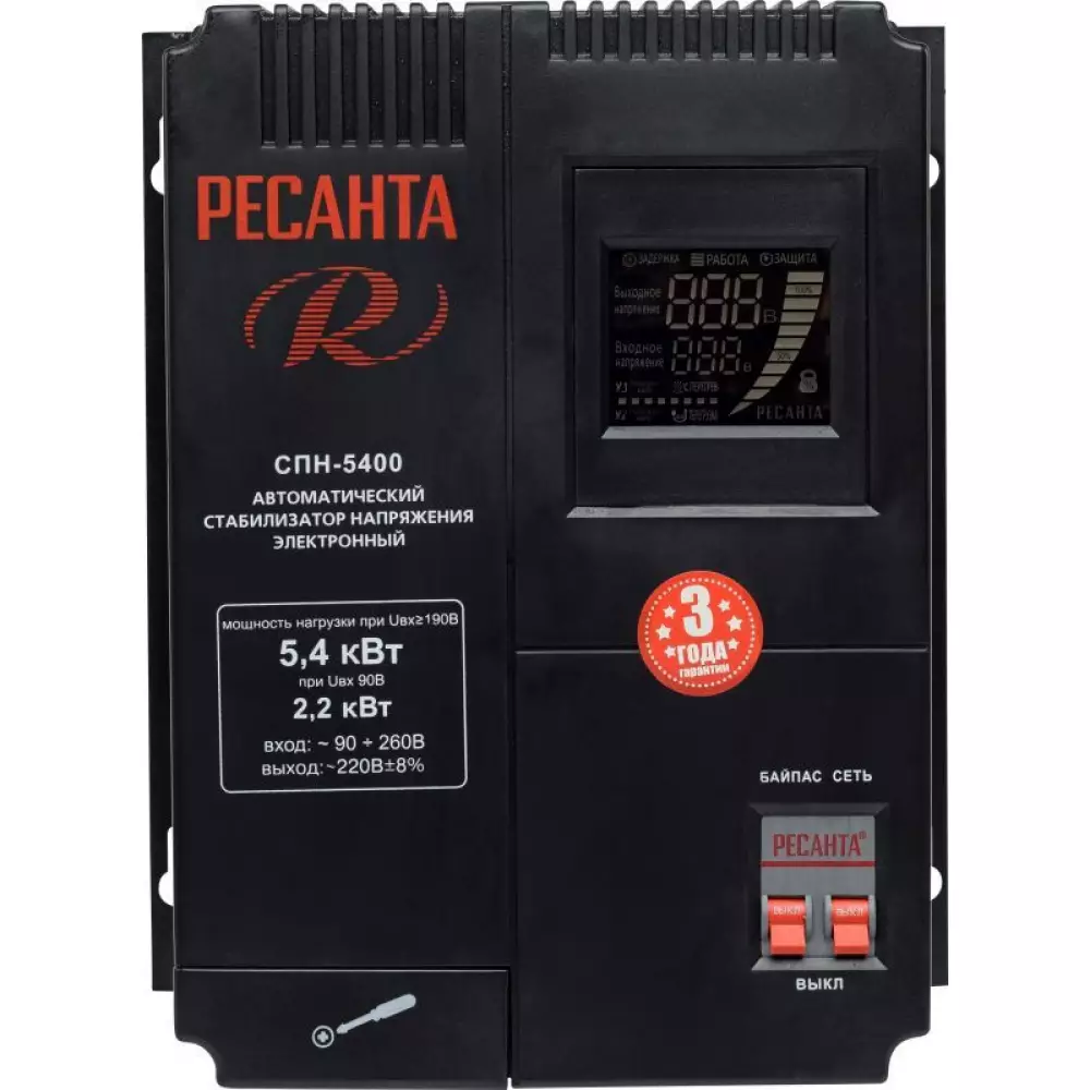 Стабилизатор напряжения Ресанта 5.4кВт (90-260В) СПН-5400