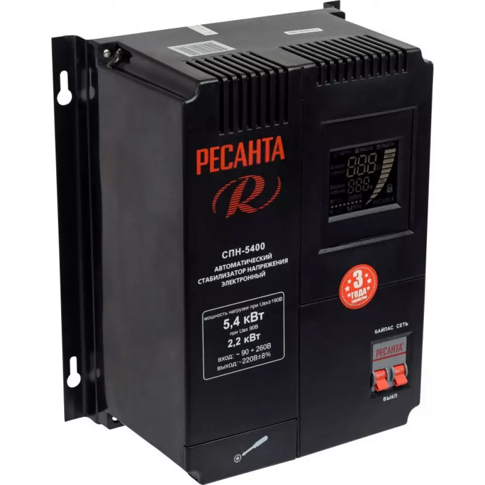 Стабилизатор напряжения Ресанта 5.4кВт (90-260В) СПН-5400