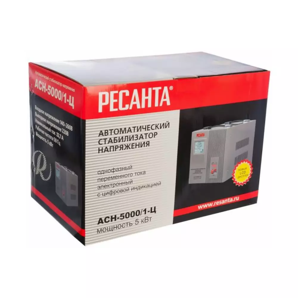Стабилизатор напряжения Ресанта 5кВт (140-260В) АСН-5000/1-Ц