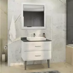 Тумба-умывальник Comforty Империя 80 белая с серой столешницей с раков. 78189 Comforty 