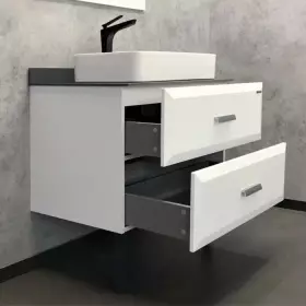 Тумба-умывальник Comforty Империя 80 белая с серой столешницей с раков. 78189 Comforty 