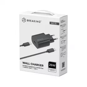 СЗУ Breaking WC15, USB-C, PD 25W, 3A+кабель USB-C черный 22236