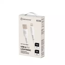 Кабель Breaking Soft Touch K19, USB-A Lightning, 3.0A 1м (Белый) 21347