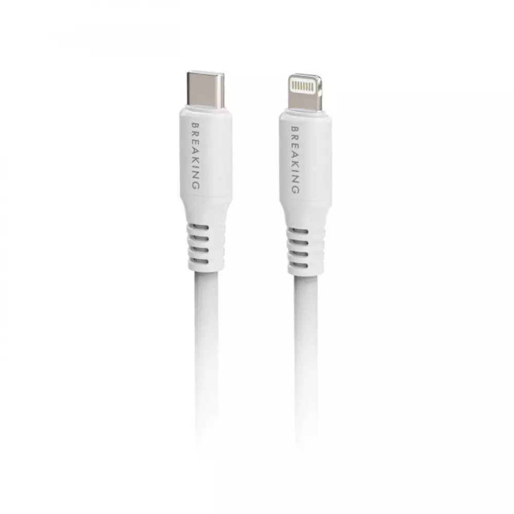 Кабель Breaking Soft Touch K21, USB-C Lightning, 3.0A 1м (Белый) 21353