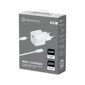 СЗУ Breaking P-11, USB-C, CaN 25W, 3A+кабель USB-C - USB-C (Белый) 22248