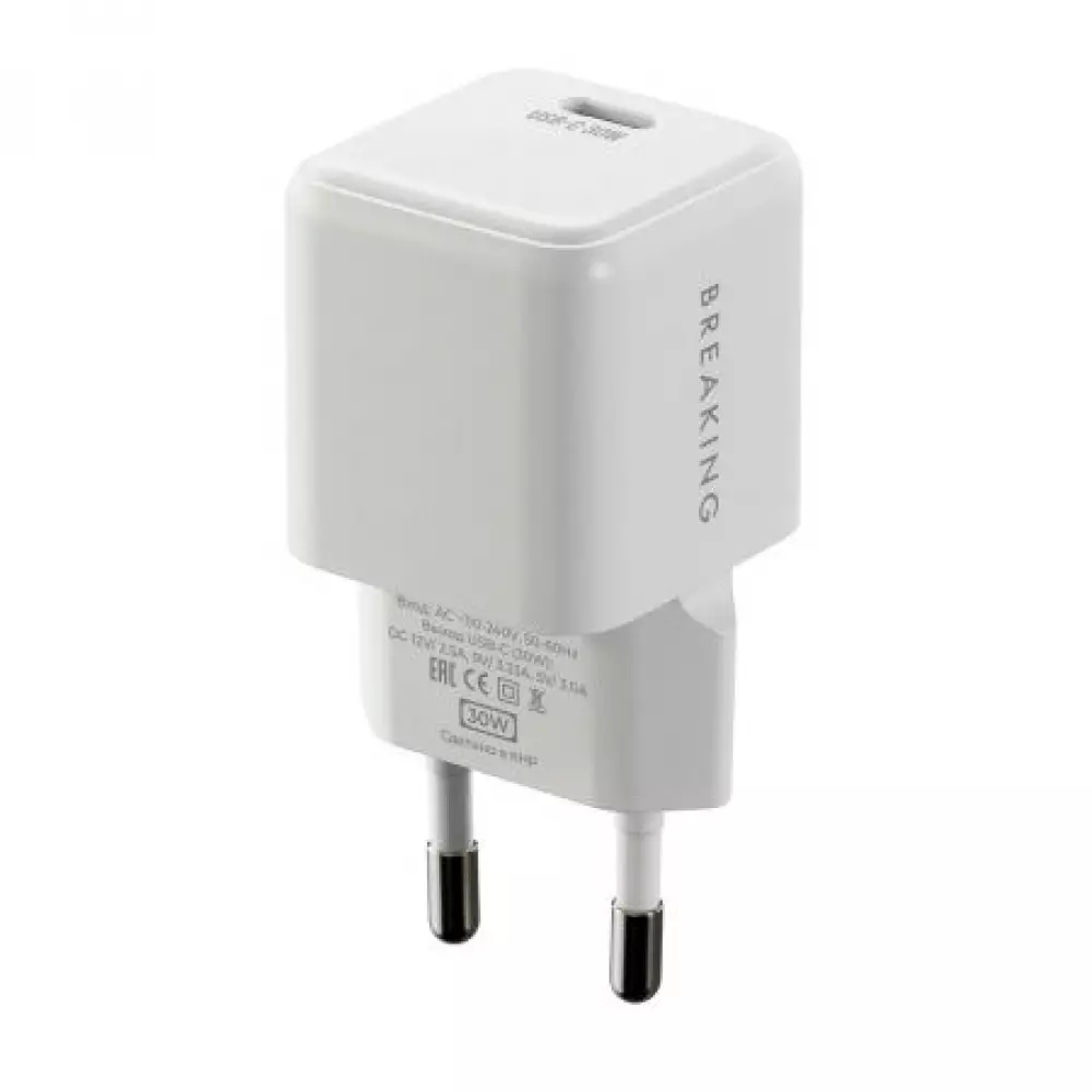 СЗУ Breaking P-12, USB-C, PD 30W, 3A белый 22250
