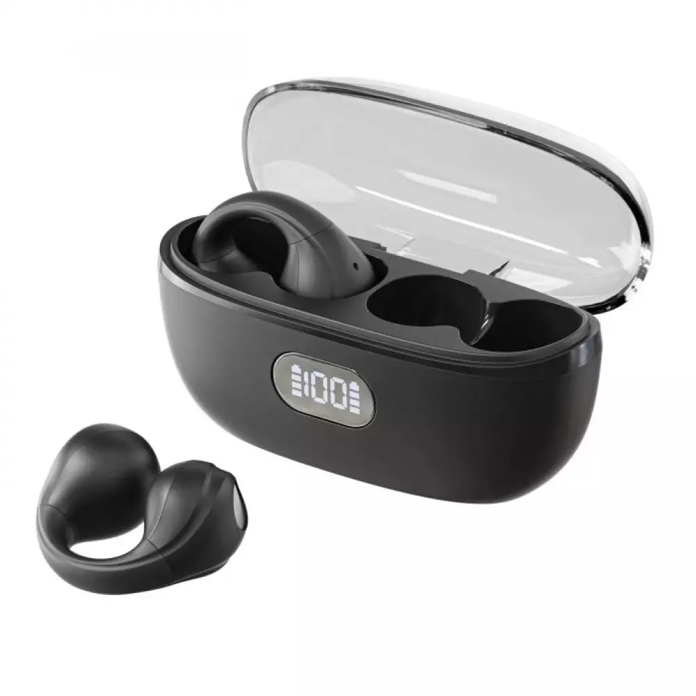 Беспроводная стереогарнитура Breaking BT-04 Clips, LED, Bluetooth 5.3 (Черный) 25537