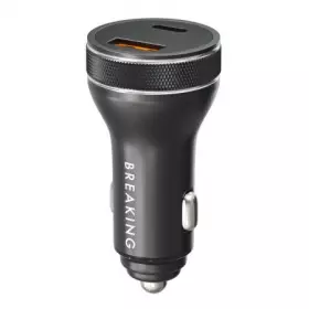 АЗУ Breaking C08, USB-A + USB-C, QC 3.0, PD 54W, Led Steel (Черный) 23178
