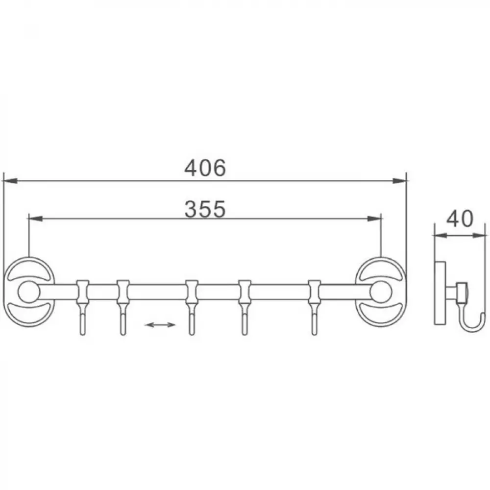 Планка 5 крючков Haiba HB1915-5