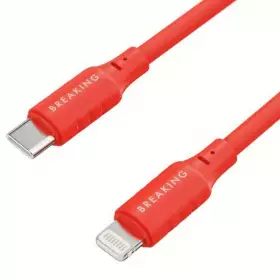 Кабель Breaking Silicone, USB-C - Lightning, 2.4A, 1м (Красный) 21641