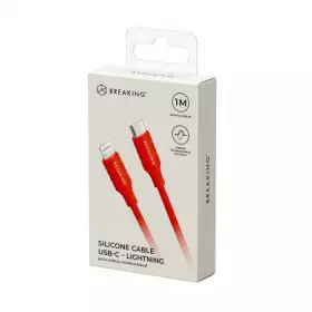 Кабель Breaking Silicone, USB-C - Lightning, 2.4A, 1м (Красный) 21641