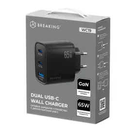 СЗУ Breaking WC19, 2USB-C+USB-A Gan 65W, QC 3.0, 3A (черный) 22259