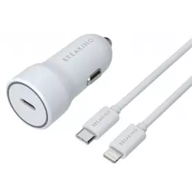 АЗУ Breaking A03, USB-C PD 20W, 3A+кабель USB-C - Lightning (белый) 23181