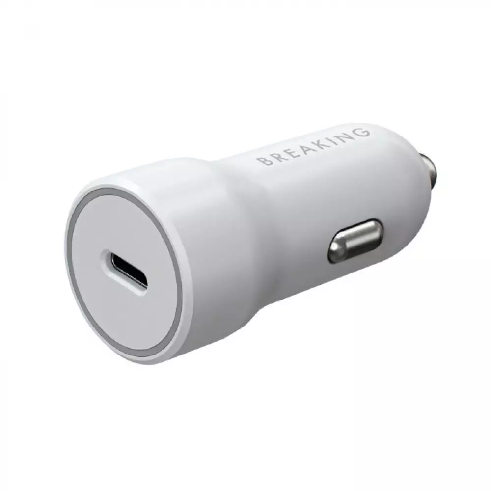 АЗУ Breaking A03, USB-C PD 20W, 3A+кабель USB-C - Lightning (белый) 23181