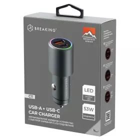 АЗУ Breaking C11, USB-A + USB-C, QC 3.0, PD 53W, 3A, Steel, Mountain series (графит) 23188