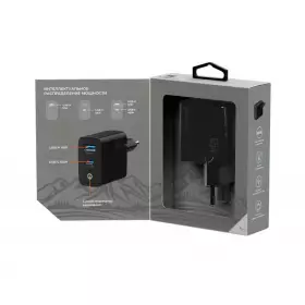 СЗУ Breaking WC20, USB-C+USB-A, Gan 65W, QC 3.0, 3A, Mountain series (черный) 22261