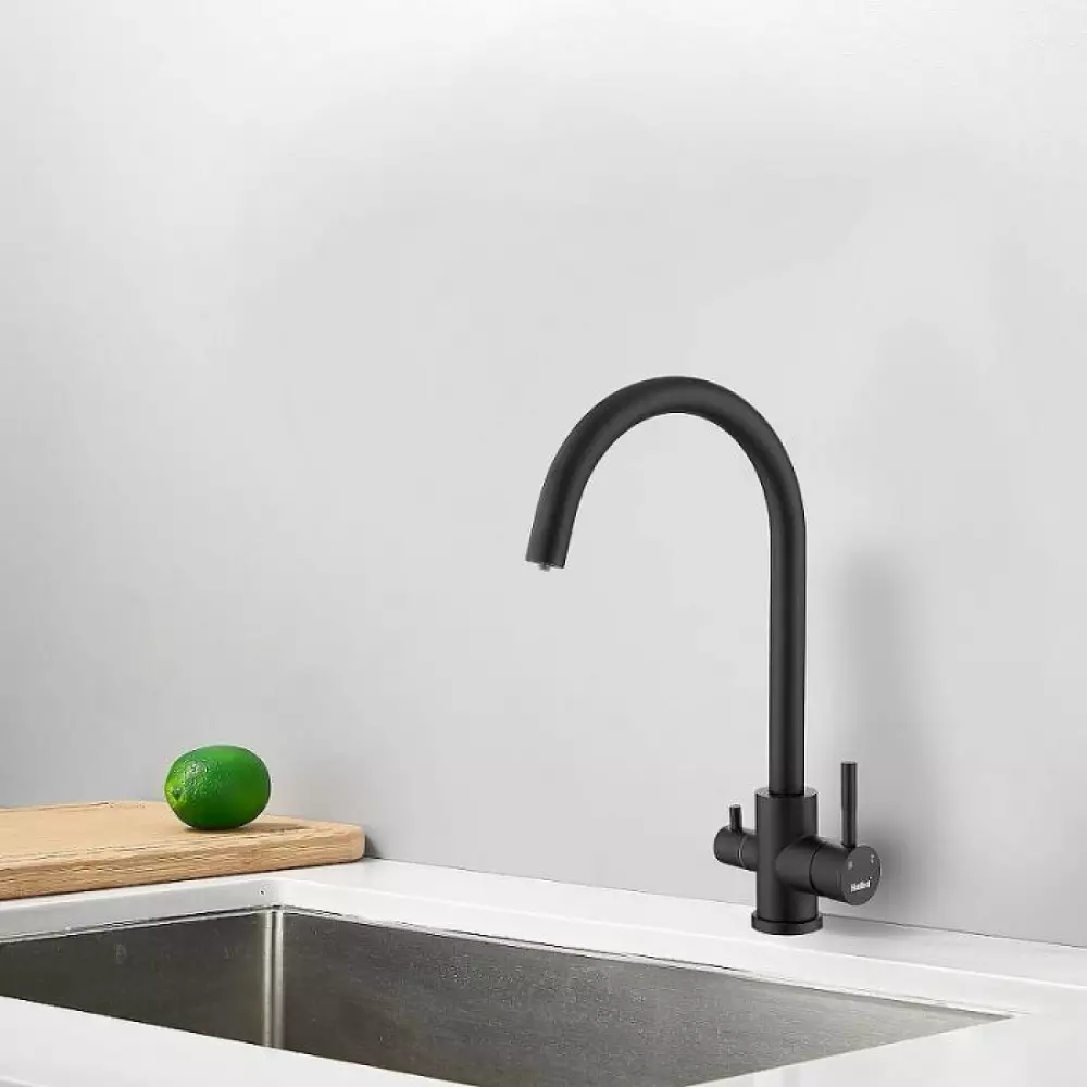 Смеситель для кухни Haiba HB76819-7 черный, с подключ. фильтра питьевой воды