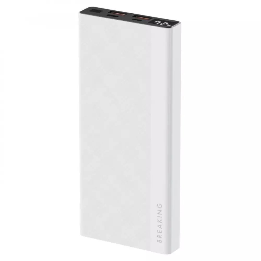 Внешний аккумулятор Breaking P211, 2USB-A, USB-C, 10 000 mAh, 5.0A, 22,5W, PD, QC LED (Белый) 27210