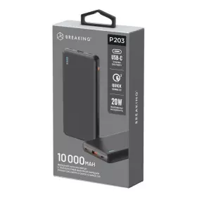 Внешний аккумулятор Breaking P203, USB-A+USB-C, 10 000 mAh, 3.0A, 20W, PD, QC 3.0 (Черный) 27237