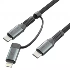 Кабель Breaking K32 2 в 1, USB-C - USB-C/Lightning, 27W, 3.0A, 1.2м (Черный) 21732
