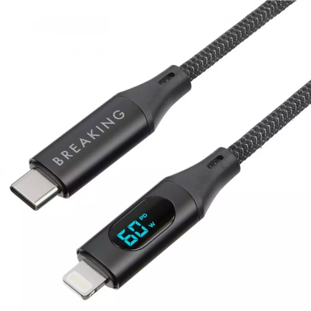Кабель Breaking Mountain series K17, USB-C Lighting, 1.2м (черный) 21342