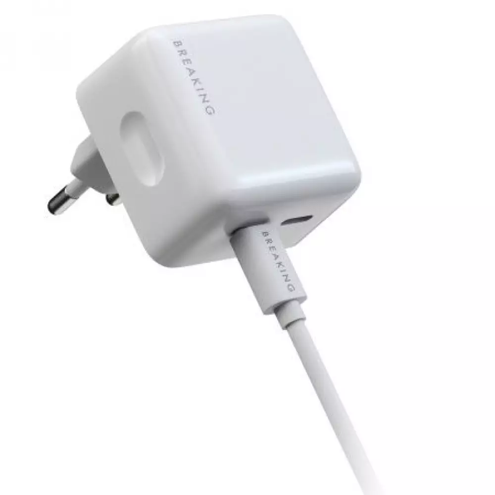 СЗУ Breaking WC01, 2USB-C, PD40W, 3A+кабель USB-C, Lightning (белый) 22262