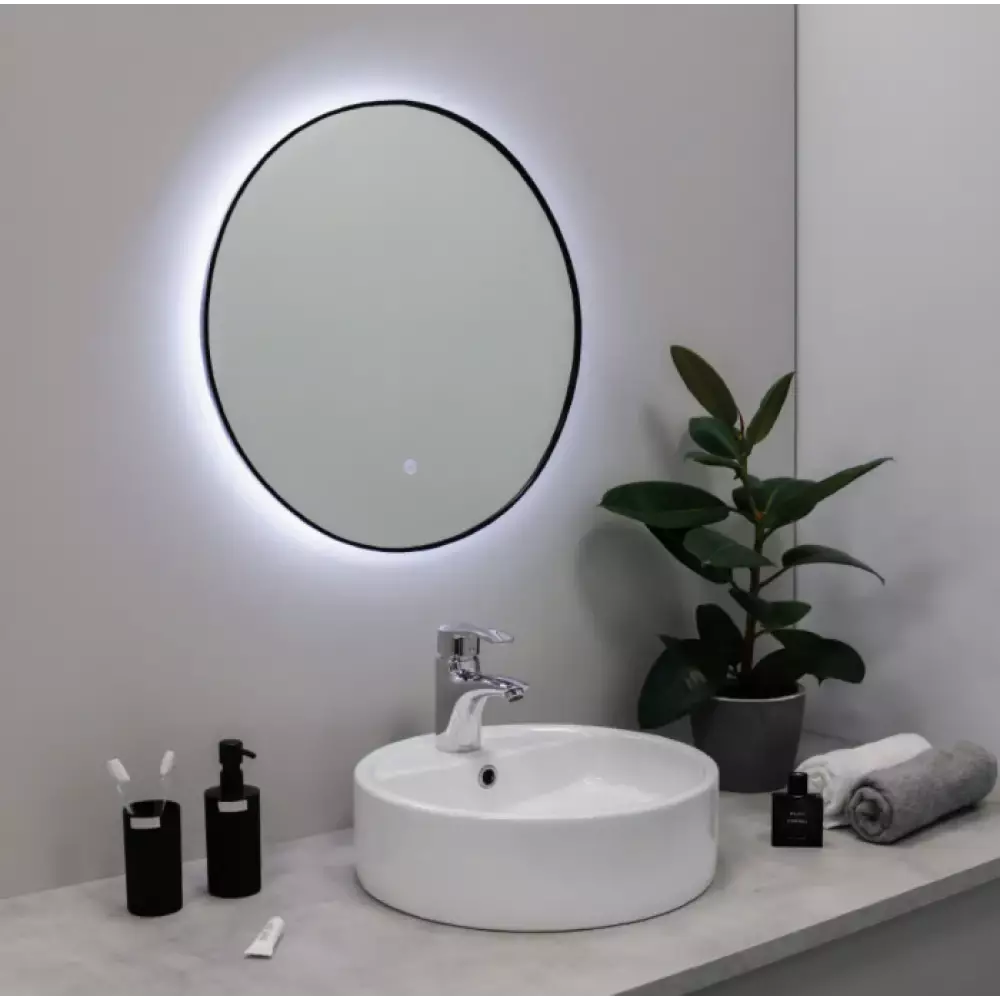 Зеркало Fixsen FX-1070B с подсветкой LED круглое 70*70см черное