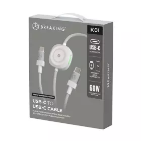 Кабель Breaking K01 USB-C USB-C, Apple Watch Edition, 60W, 5A, 1м (Белый) 21500