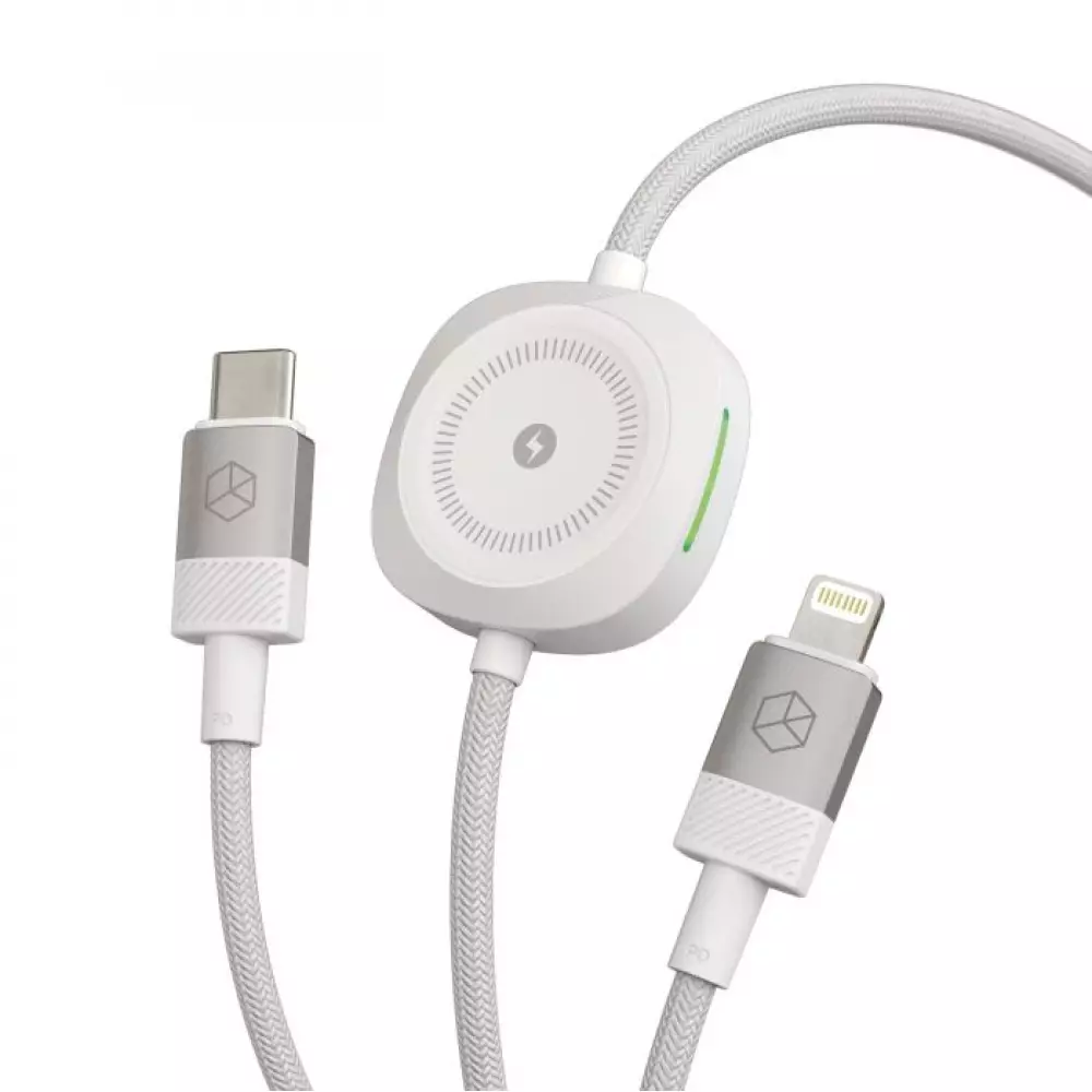 Кабель Breaking K02 USB-C-Lightning, Apple Watch Edition, 30W, 3A, 1м (Белый) 21502