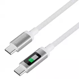 Кабель Breaking K34 USB-C-USB-C, 60W, 3A, LED-дисплей 1м (Белый) 21735