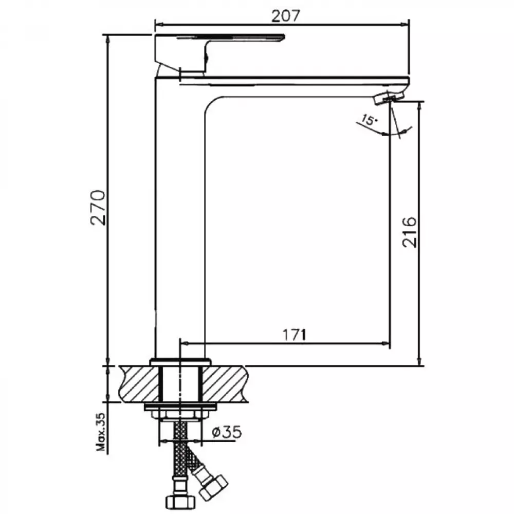 Смеситель для раковины Haiba HB11505-5 золото глянец, высокий