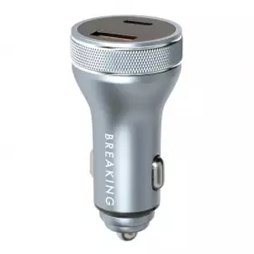 АЗУ Breaking C08, USB-A + USB-C, QC 3.0, PD 54W, Led Steel (Графит)