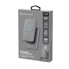 Внешний аккумулятор Breaking P219 4 в 1, USB-C, 5000 mah, 3.0, 20W, Mag*Safe, PD, (графит) 27246