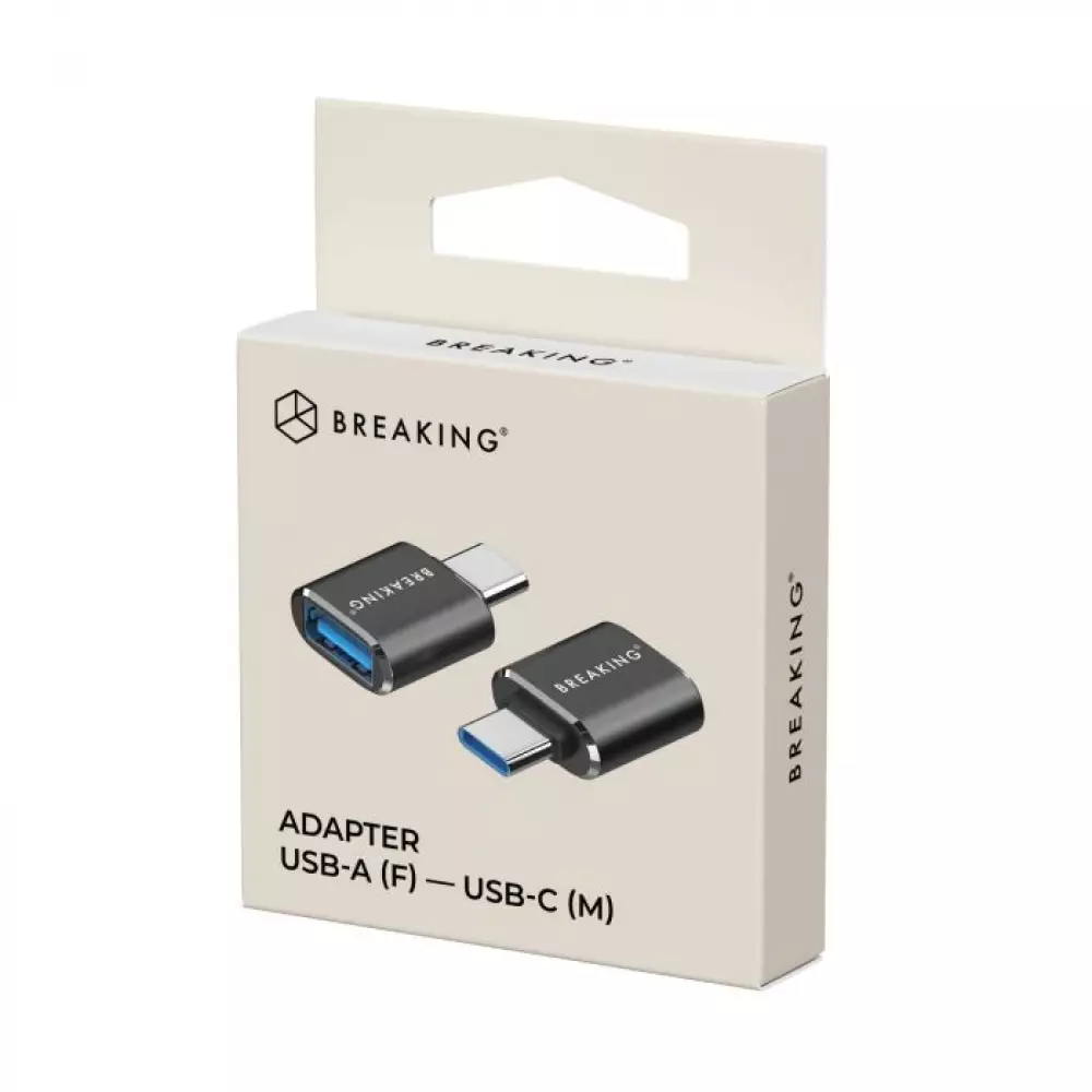 Адаптер Breaking, USB-A-USB-C, OTG  (Черный) 24501