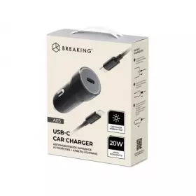 АЗУ Breaking A03, USB-C PD 20W, 3A+кабель USB-C - Lightning (черный) 23182