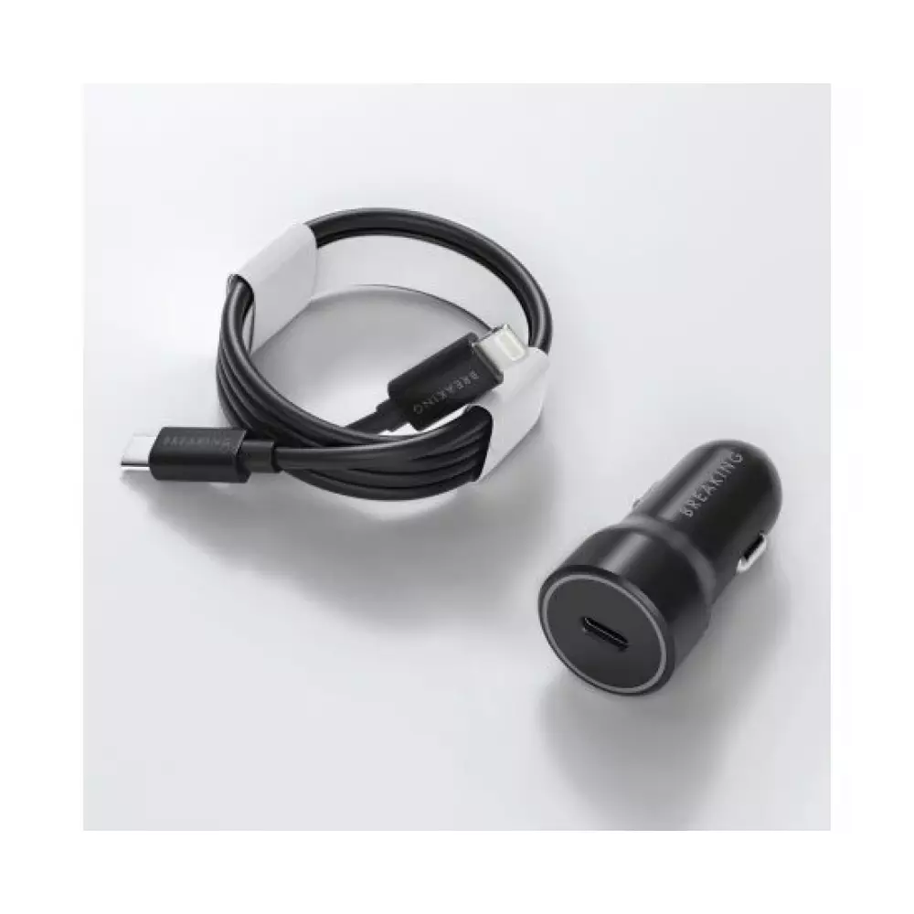 АЗУ Breaking A03, USB-C PD 20W, 3A+кабель USB-C - Lightning (черный) 23182