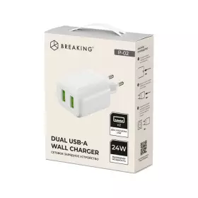 СЗУ Breaking P-02, 2USB-A, 2.4A (Белый) 22102