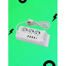 Сетевой фильтр QL-1080U 2м Белый 3гн 4 порта+1Type-C fast charge