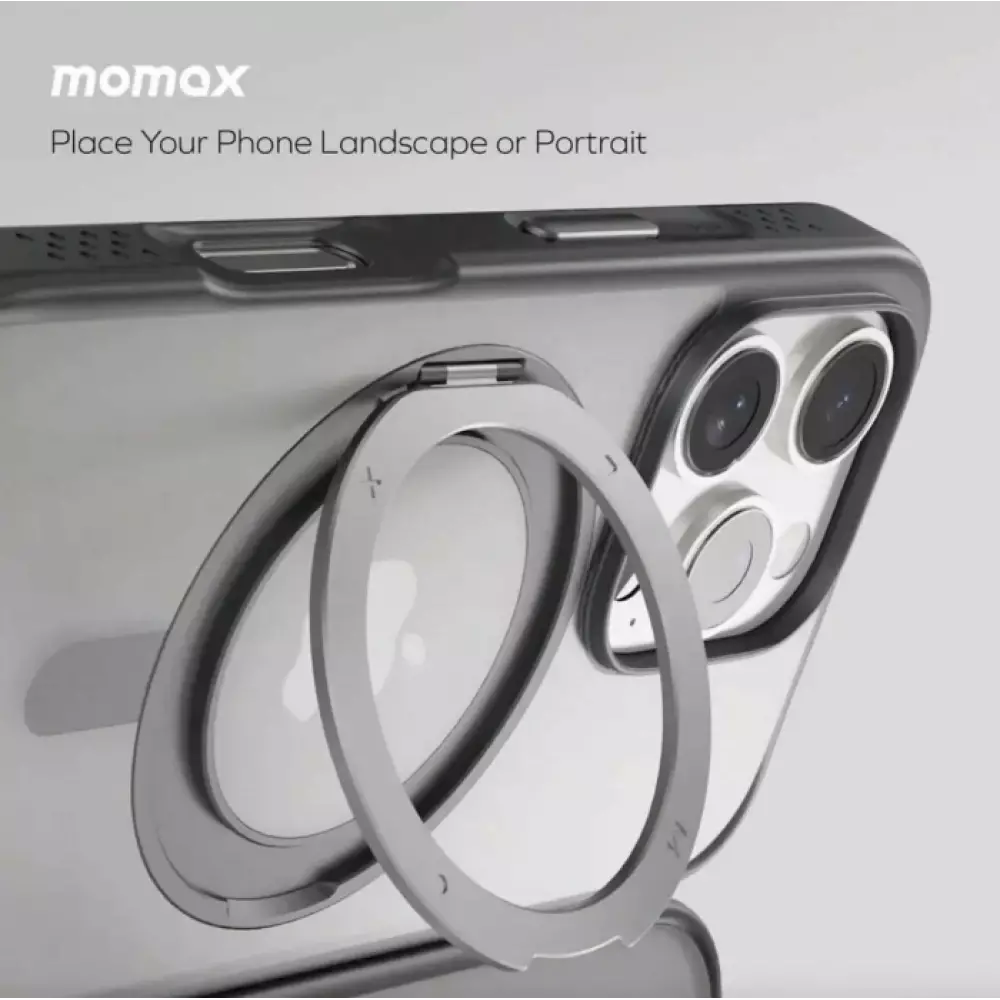 Чехол Momax Roller MagSafe iPhone 16 Pro с кольцом черная