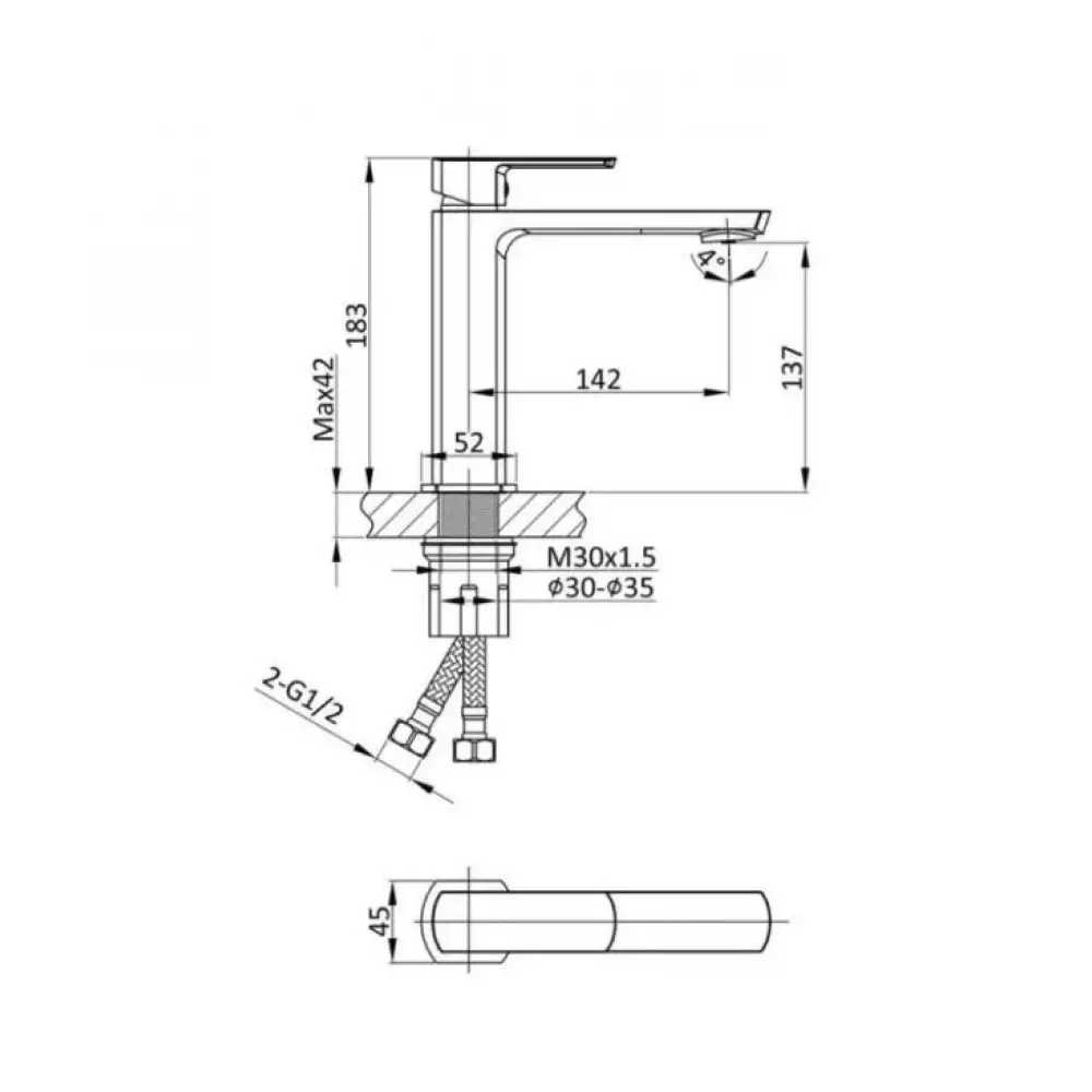 Смеситель для раковины Dikalan K100010-G, золото