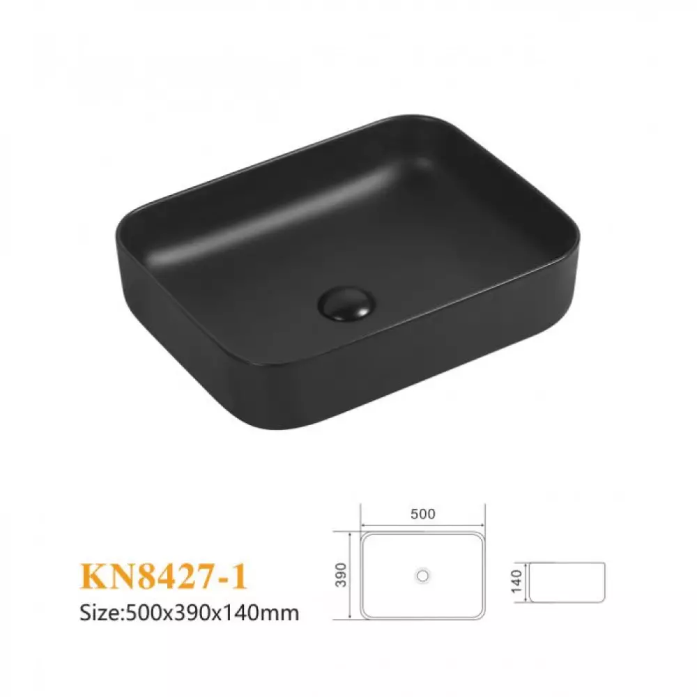Раковина Dikalan KN8427-1 прямоугольная, 500*390*140, черная