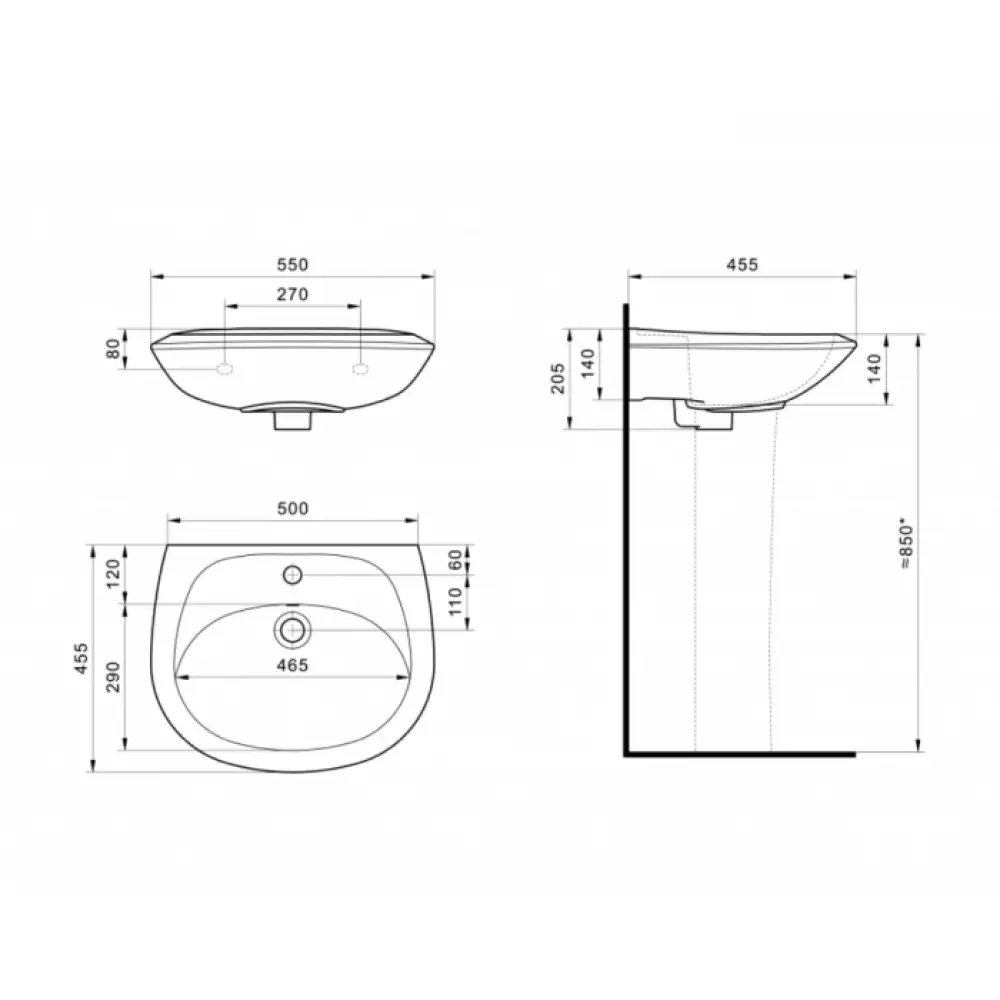 Раковина Santek Бриз-55 (1WH110460)