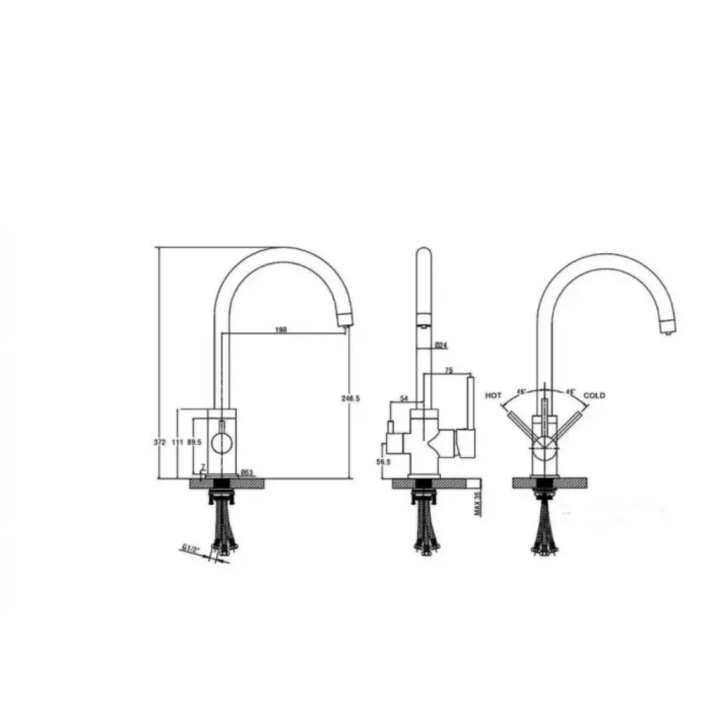 Смеситель для кухни Dikalan B4096-7, с фильтром, черный с точками