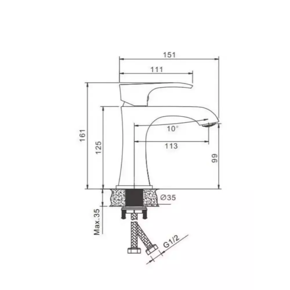 Смеситель для раковины Belz B10507 хром