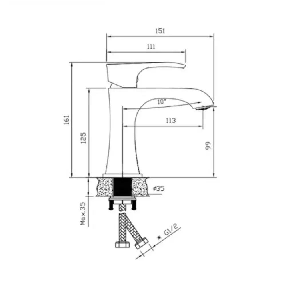 Смеситель для раковины Belz B10507-5  золото глянец